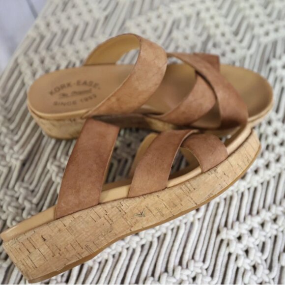 Kork-Ease Women's Camellia Leather Slip on Sandals Camel Brown Size 8 - Picture 2 of 7